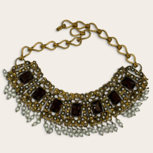 Handcrafted Statement Regal Pearl & Gemstone Choker Necklace