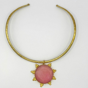 Handcrafted Pink Gemstone Sunburst Collar Necklace