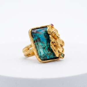 Handcrafted Turquoise & Sculptural Horse Statement Ring